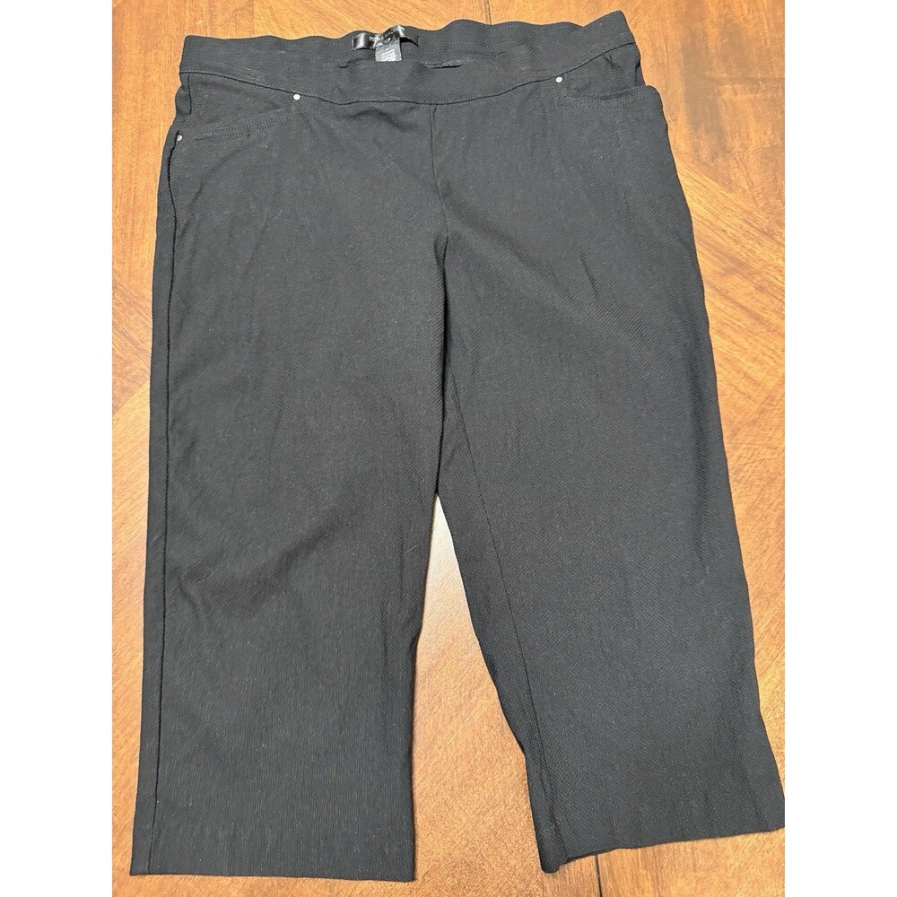 89th & Madison 1978 Cropped Capri Dress Pants Size Large Black Stretch